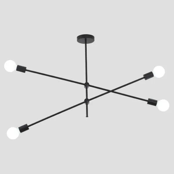 Eurolamp Φωτιστικό Κρεμαστό Τετράφωτο Arte Illumina 4xΕ27 100x55cm Μαύρο 144-23001