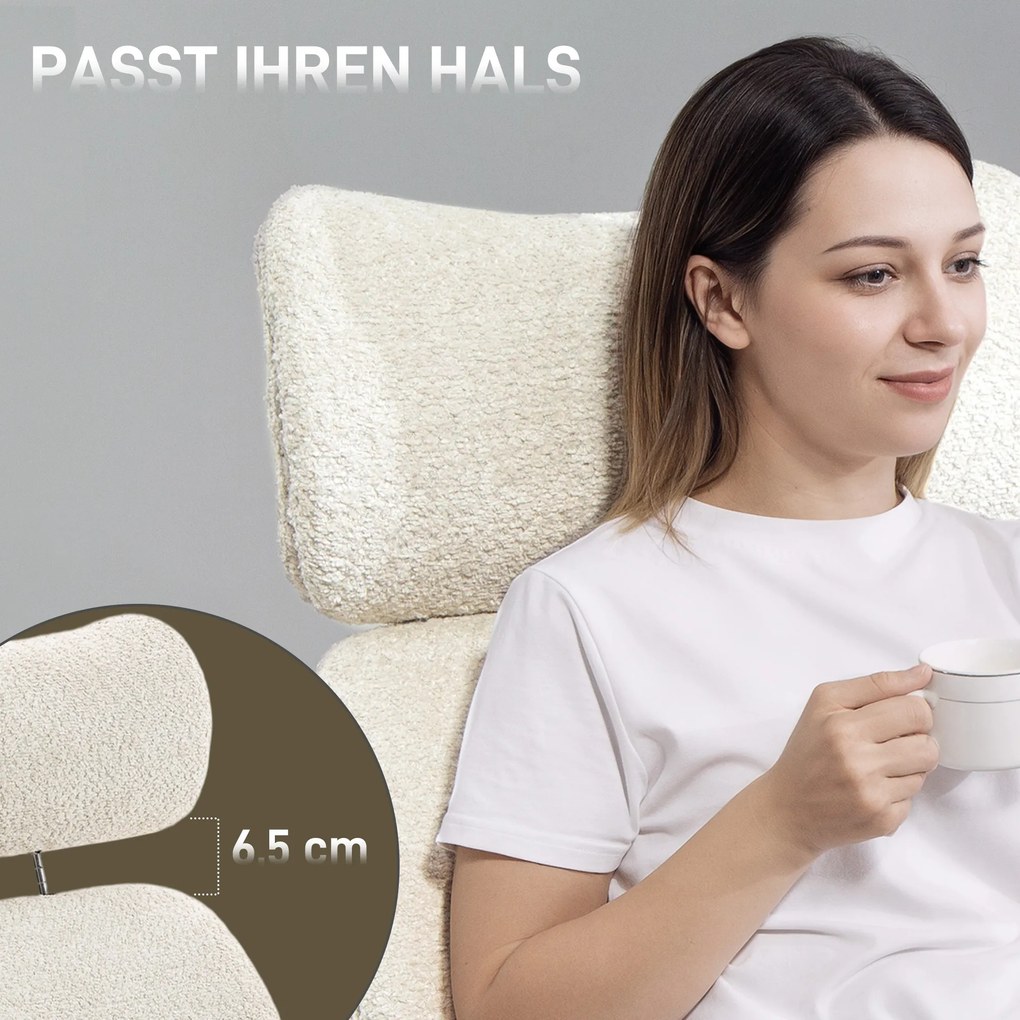 Καρέκλα γραφείου HOMCOM με ρυθμιζόμενο προσκέφαλο, εργονομική καρέκλα γραφείου, λειτουργία ανάκλισης, ρυθμιζόμενο ύψος, Γκρι λευκό