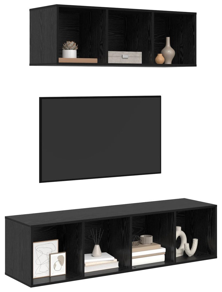 vidaXL Σετ Τηλεοπτικού Κάδου 2 pcs Μαύρη δρυς 37 x 37 x 142.5 εκ