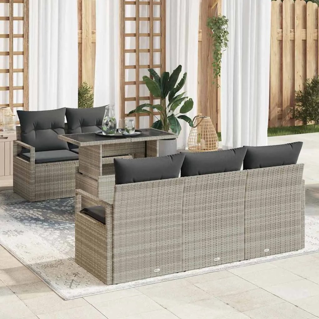 vidaXL Σετ Καναπέ Κήπου 6 pcs Ανοιχτό γκρι 100 x 55 x 73 εκ.