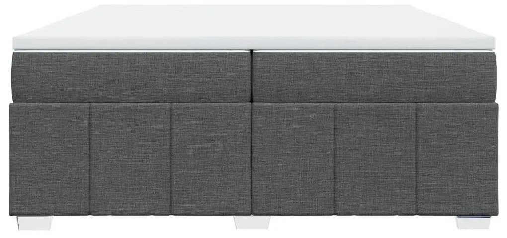 Κρεβάτι Boxspring με Στρώμα Σκούρο Γκρι 200x200 εκ. Υφασμάτινο - Γκρι