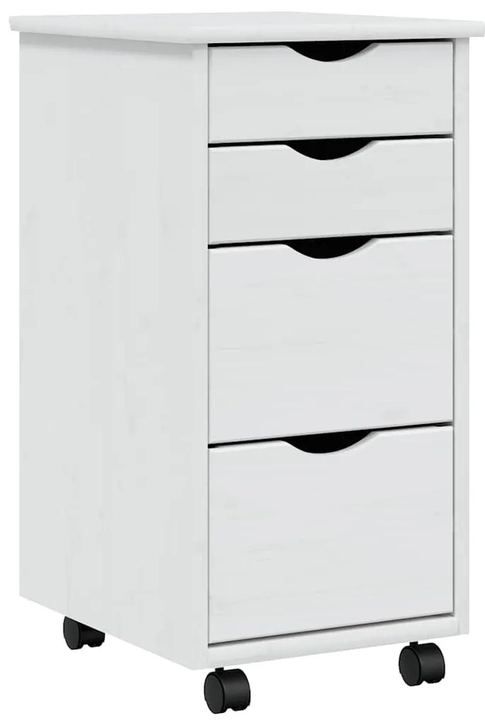 vidaXL Ντουλάπι Κυλιόμενο με Συρτάρια MOSS Λευκό από Μασίφ Ξύλο Πεύκου