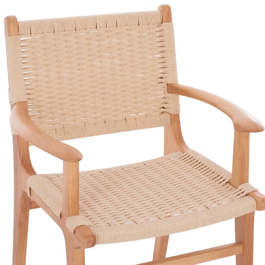 Καρέκλα-Πολυθρόνα IGNACIO Rubberwood και Σχοινί 61x56x83Υεκ. 61x56x83 εκ.