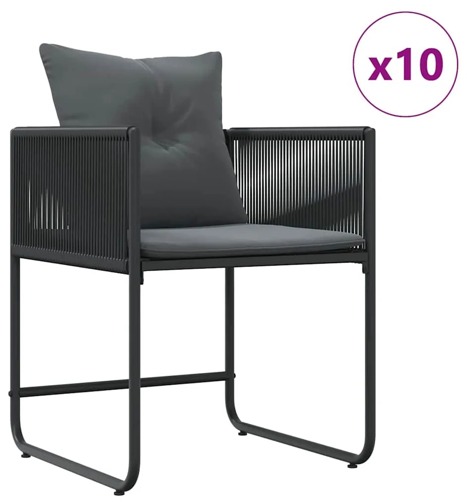 vidaXL Σέτ φαγητού για κήπο 11 pcs Μαύρο Ατσάλι