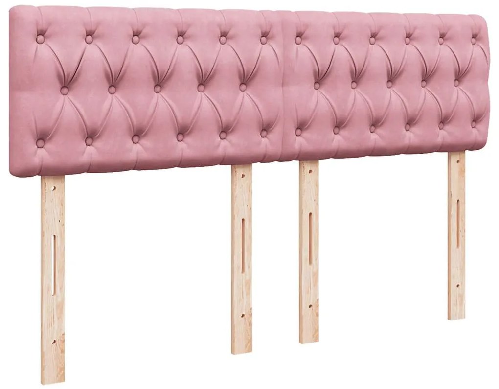 vidaXL Κρεβάτι Boxspring με Στρώμα Ροζ 140x190 εκ. Βελούδινο