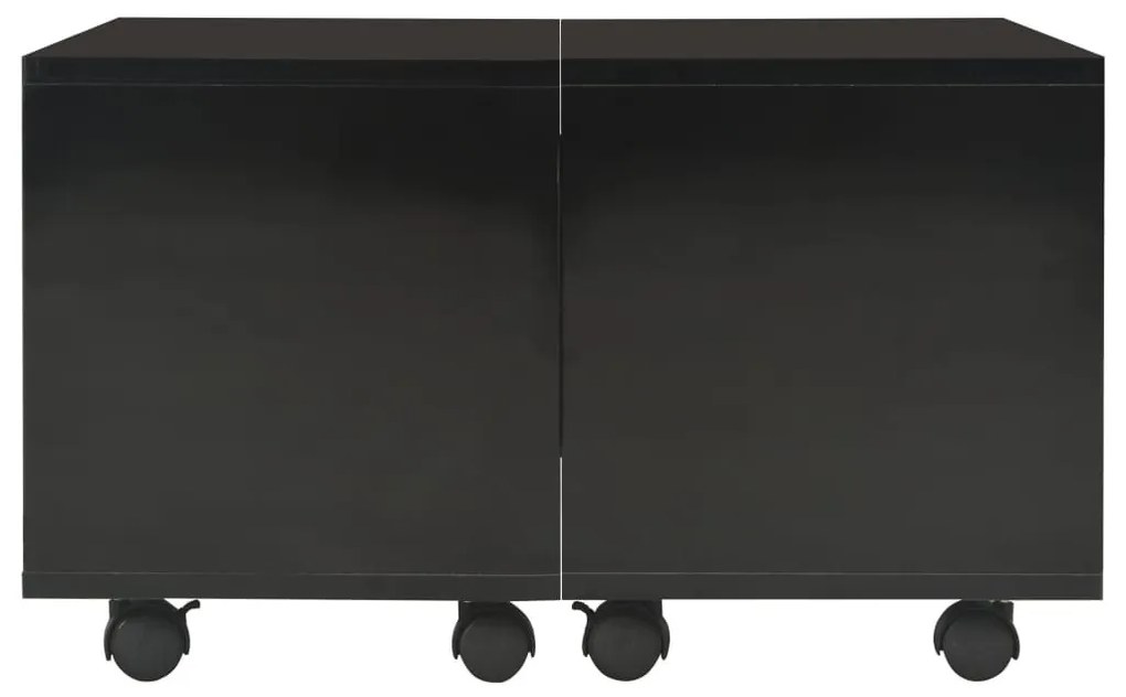 Τραπεζάκι Σαλονιού Γυαλιστερό Μαύρο 60x60x35 εκ. Επεξ. Ξύλο - Μαύρο