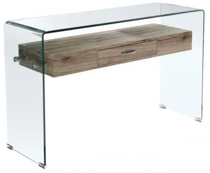 GLASSER Wood κονσόλα Διάφανο Γυαλί 12mm/MDF ράφι 120x40x75 cm ΕΜ737