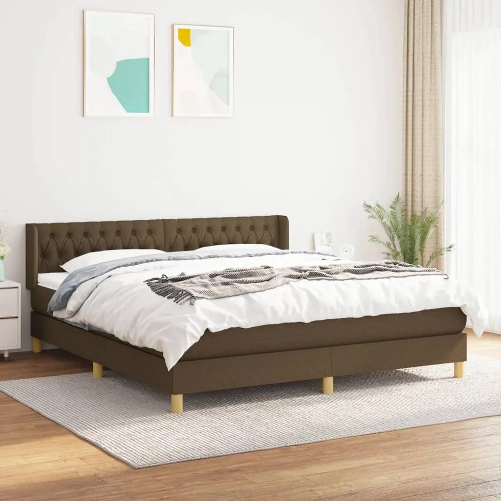 ΚΡΕΒΑΤΙ BOXSPRING ΜΕ ΣΤΡΩΜΑ ΣΚΟΥΡΟ ΚΑΦΕ 180X200 ΕΚ ΥΦΑΣΜΑΤΙΝΟ 3130532