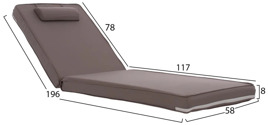 ΜΑΞΙΛΑΡΙ ΞΑΠΛΩΣΤΡΑΣ TEXTILENE 600gr SIFNOS ΜΟΚΑ  196(117+1+78)x58x9εκ.