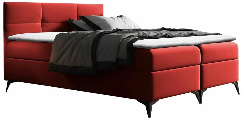 Κρεβάτι continental Baltimore 134, Continental, Μονόκλινο, Κόκκινο, 120x200, Οικολογικό δέρμα, Τάβλες για Κρεβάτι, 124x208x115cm, 104 kg, Στρώμα: Ναι