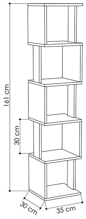 ΒΙΒΛΙΟΘΗΚΗ PIRI MEGAPAP ΑΠΟ ΜΕΛΑΜΙΝΗ ΧΡΩΜΑ ΛΕΥΚΟ 35X30X161ΕΚ.