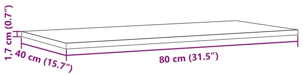 Επιφάνειες Τραπεζιού Ορθογώνιες 2 τεμ. 80x50x1,7 εκ Μασίφ Πεύκο - Καφέ