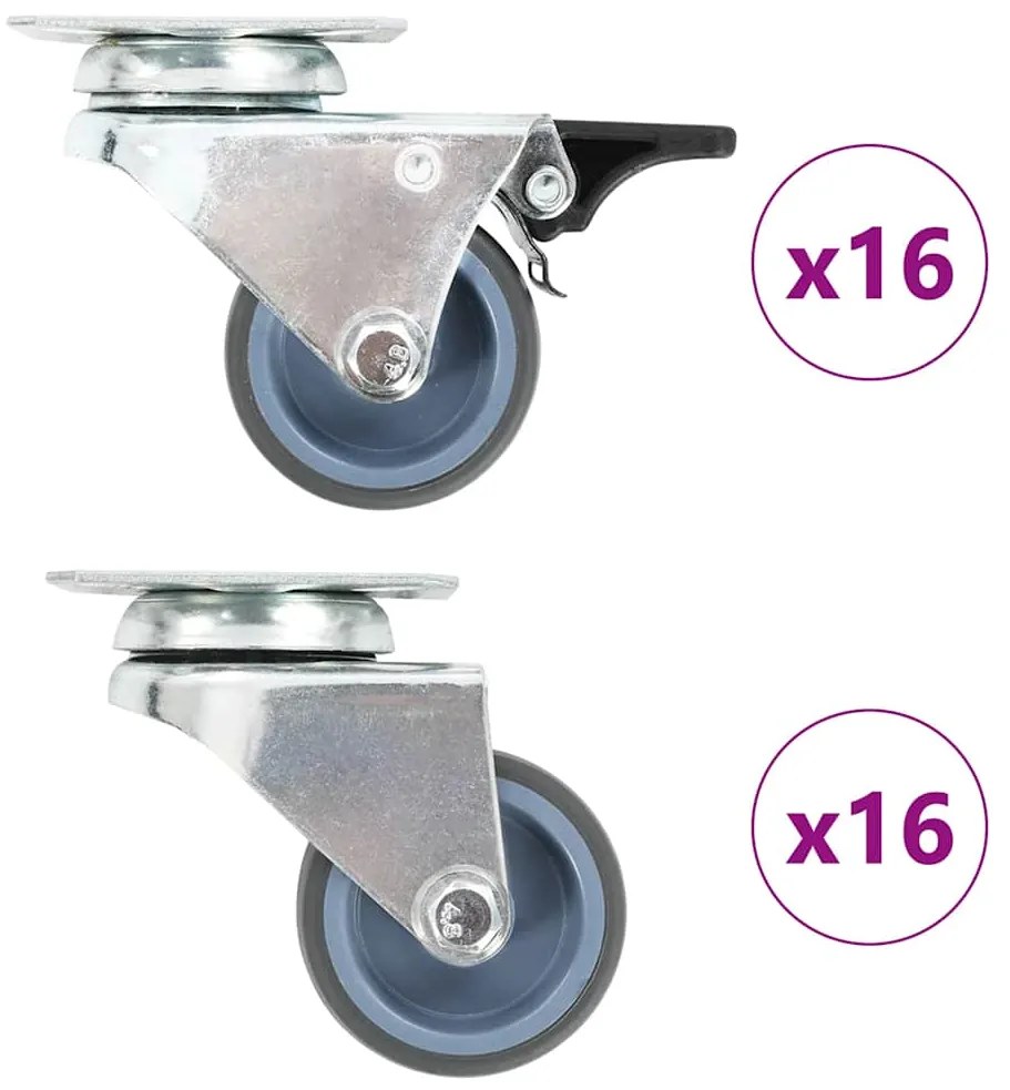 vidaXL Ρόδες Περιστρεφόμενες Διπλές 32 τεμ. 50 χιλ.
