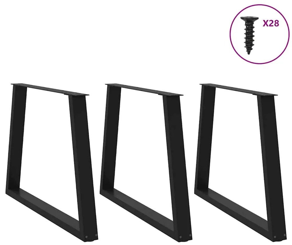 vidaXL Πόδια Τραπεζαρίας Σχήματος V 3 τεμ. Μαύρο 100x (72-73,3) εκ. Ατσάλι