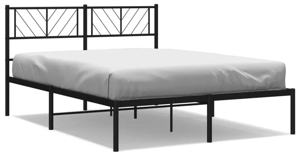 Πλαίσιο Κρεβατιού με Κεφαλάρι Μαύρο 160 x 200 εκ. Μεταλλικό - Μαύρο