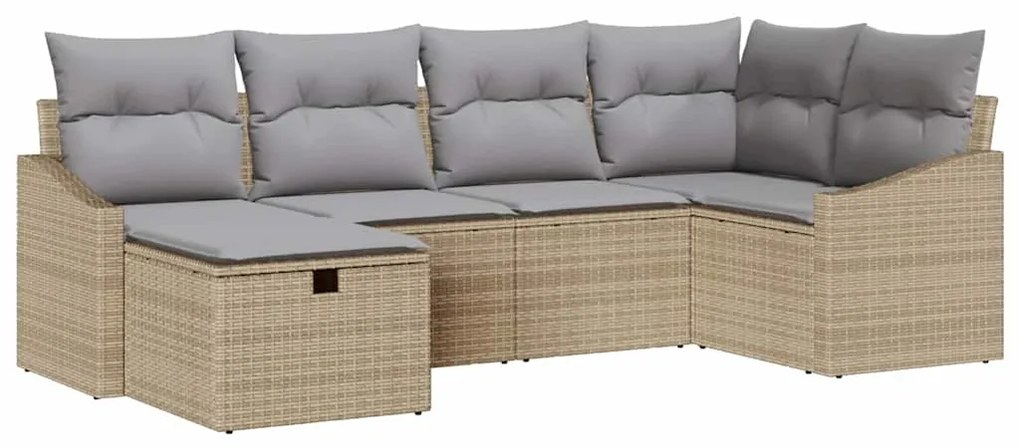 vidaXL Σετ Καναπέ Κήπου με μαξιλάρι 6 pcs Μπεζ, Ανοιχτό Γκρι