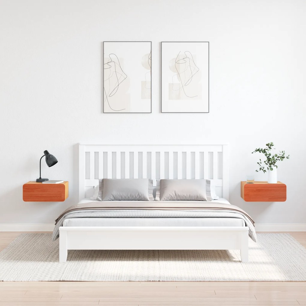 vidaXL Κομοδίνο 2 pcs Καφέ κεριού 39 x 34 x 16.5 εκ. Μασίφ ξύλο πεύκου