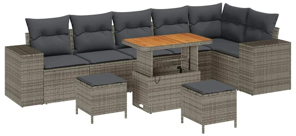vidaXL Σετ Καναπέ Κήπου με μαξιλάρι 9 pcs Γκρι 90 x 55 x 71 cm