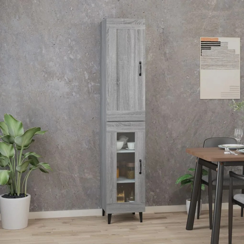vidaXL Ντουλάπι Γκρι Sonoma 35 x 34 x 180 εκ. από Επεξεργασμένο Ξύλο