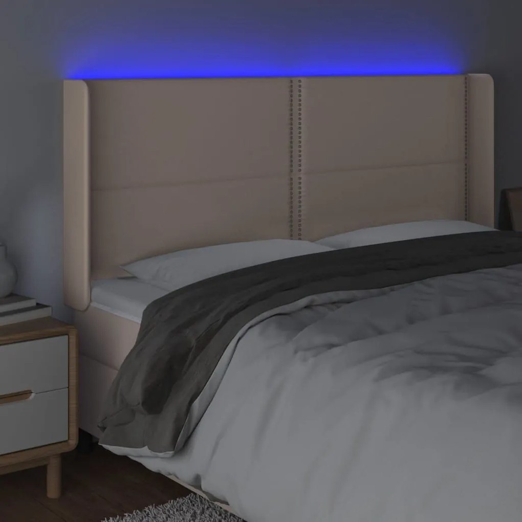 Κεφαλάρι Κρεβατιού LED Καπουτσίνο 163x16x118/128 εκ - Καφέ