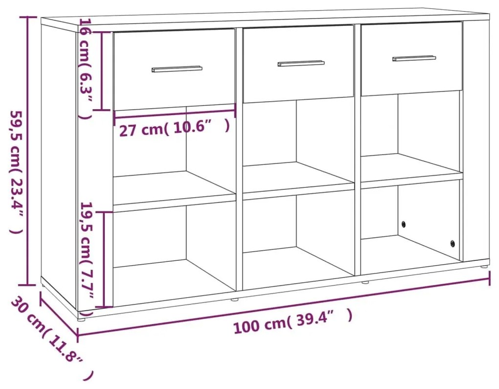 Ντουλάπι Μαύρο 100x30x59,5 εκ. από Επεξεργασμένο Ξύλο - Μαύρο