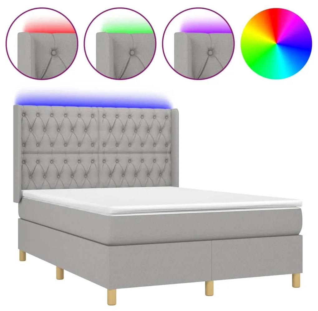 ΚΡΕΒΑΤΙ BOXSPRING ΜΕ ΣΤΡΩΜΑ &amp; LED ΑΝ.ΓΚΡΙ 140X200ΕΚ. ΥΦΑΣΜΑΤΙΝΟ 3139117