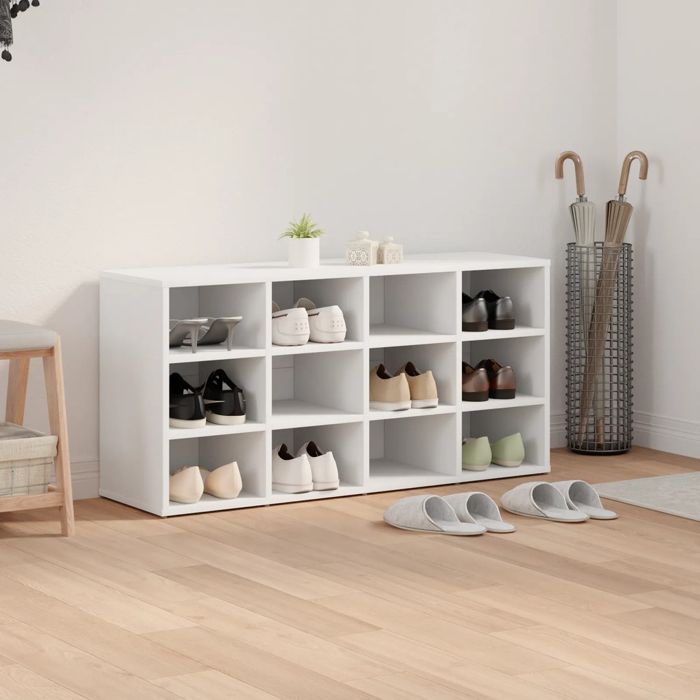vidaXL Ντουλάπα Παπουτσιών Λευκό 103x30x51 εκ Επεξεργασμένο ξύλο
