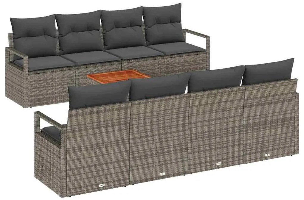 vidaXL Σετ Καναπέ Κήπου 9 pcs Γκρι
