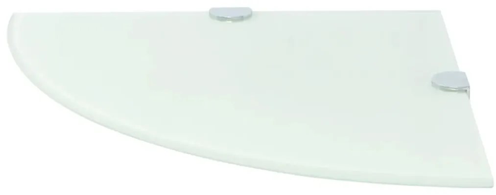 vidaXL Ράφια Γωνία 2 τεμ Λευκά 25x25 εκ Γυάλινα + Στηρίγματα Χρωμίου