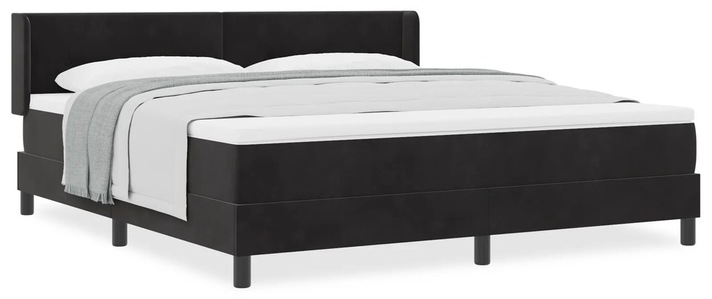 vidaXL Κρεβάτι Box Spring με Στρώμα Μαύρο 180x200 εκ. Βελούδινο