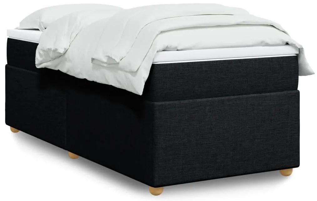 vidaXL Κρεβάτι Boxspring με Στρώμα Μαύρο 90x200 εκ. Υφασμάτινο