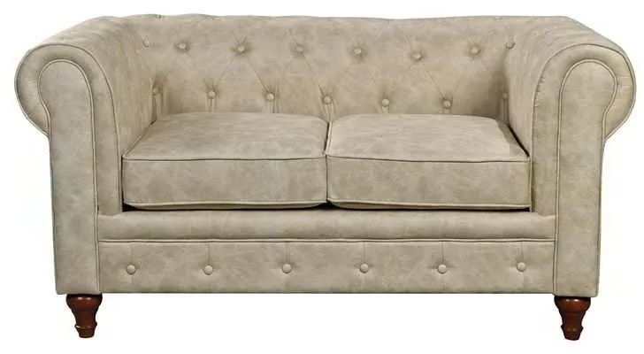 CHESTERFIELD Kαναπές 2Θέσιος Σαλονιού - Καθιστικού, Ύφασμα Απόχρωση Μπεζ 150x82x77cm