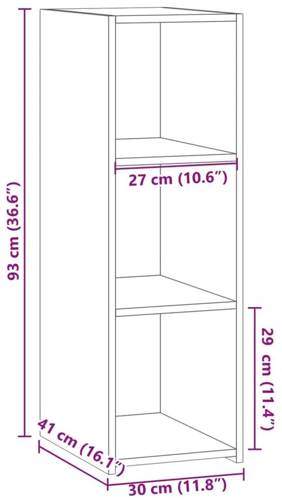 Ντουλάπι Γκρι Σκυροδέματος 30x41x93 εκ. Επεξεργασμένο Ξύλο - Γκρι