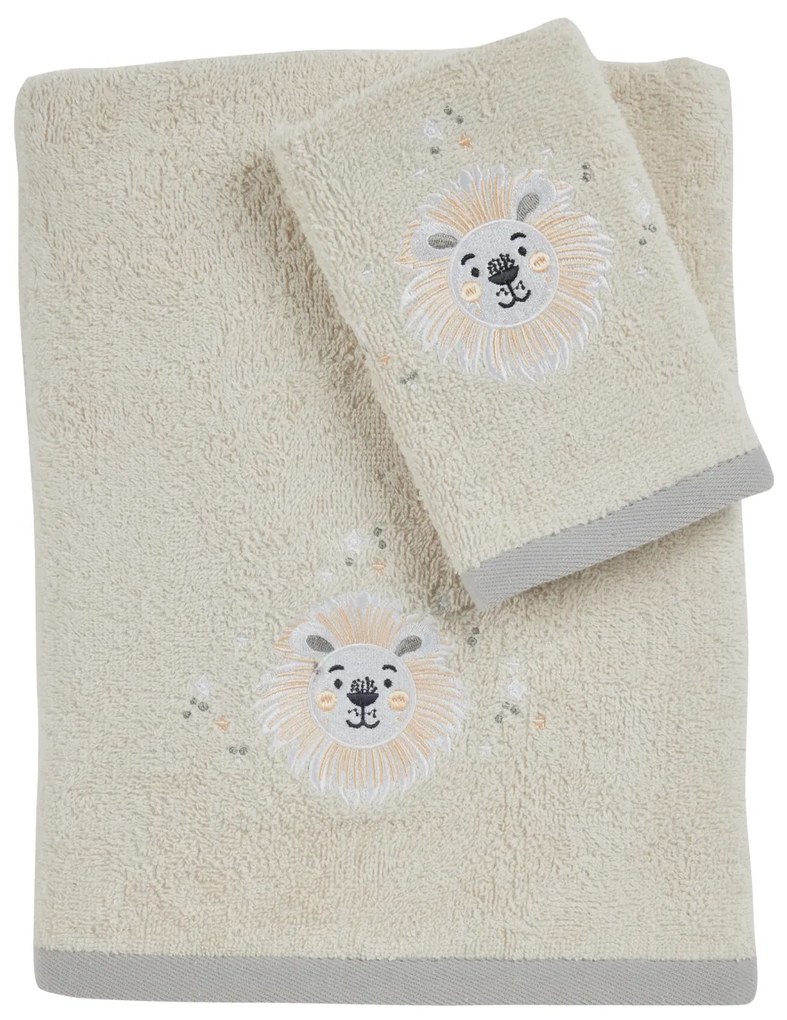 Σετ Πετσέτες 2τμχ Βαμβακερές Με Κέντημα Fun 4979 Taupe Das Baby