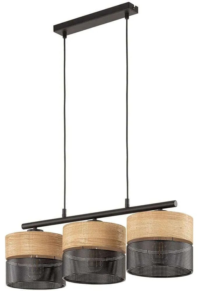 Φωτιστικό Οροφής - Ράγα Nicol 4801 70x20x80cm 3xE27 15W Natural-Black TK Lighting