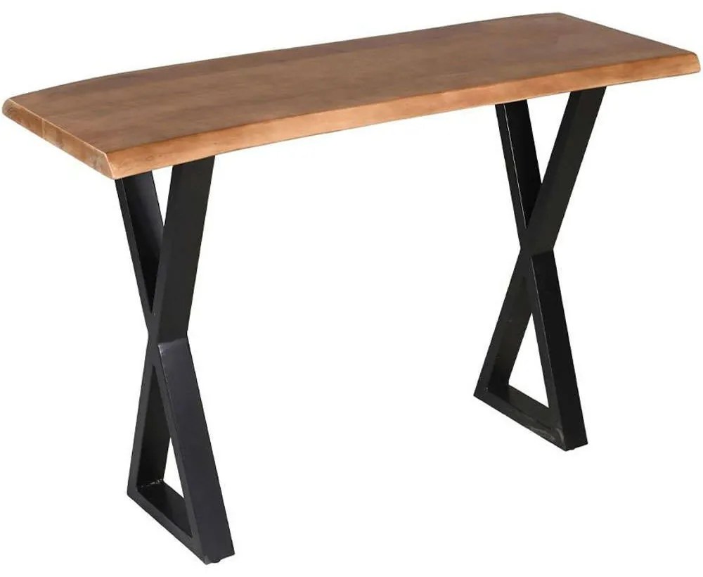 Κονσόλα Mingle 05-0764 120x40x76cm Walnut-Black Μέταλλο,Ξύλο