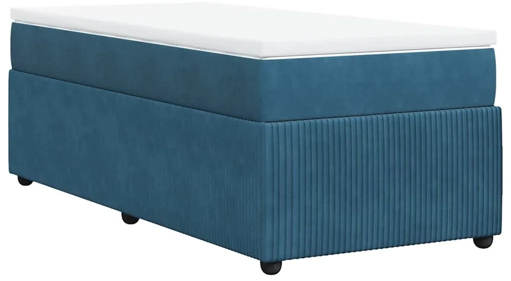 vidaXL Κρεβάτι Boxspring με Στρώμα Σκούρο Μπλε 80 x 200 εκ. Βελούδινο