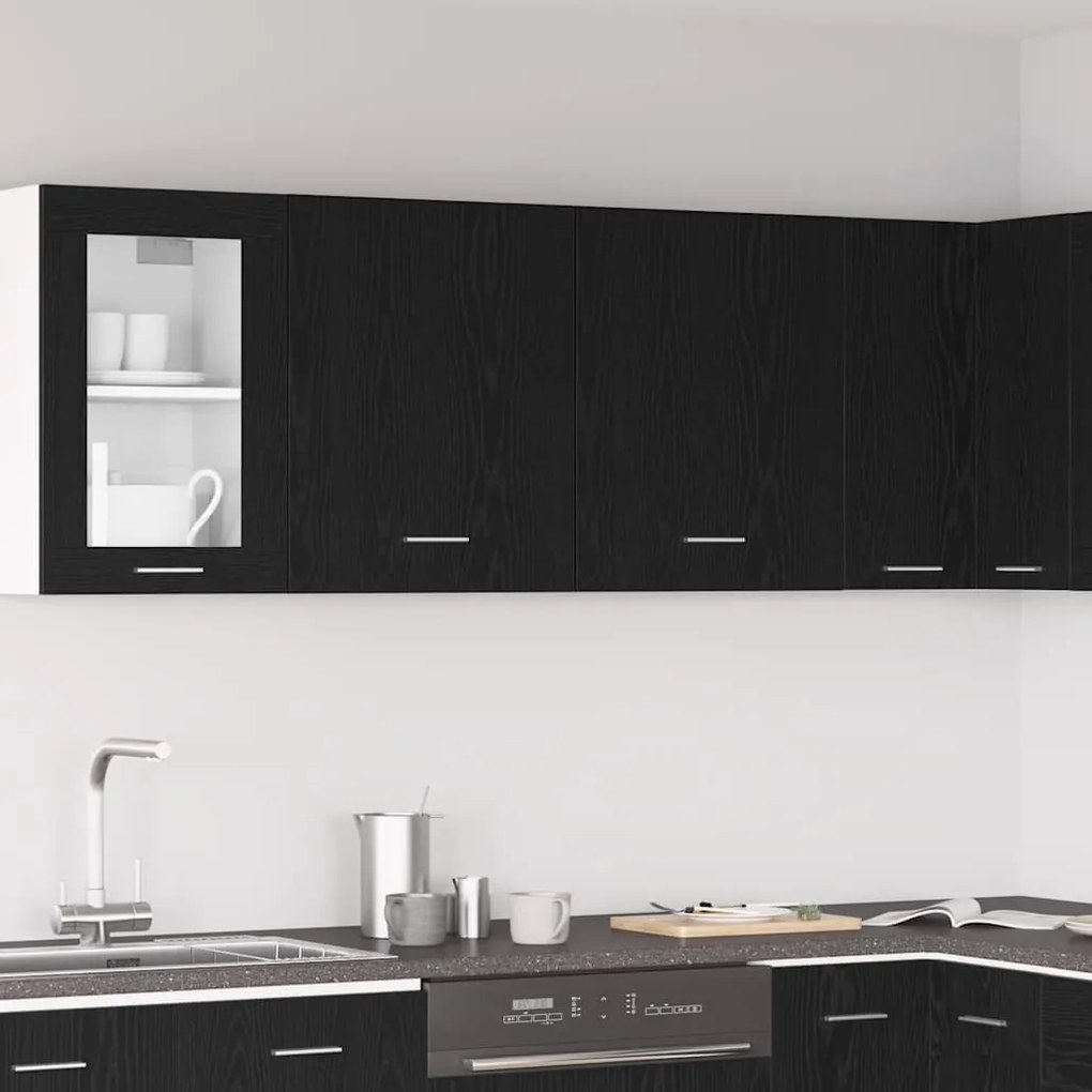 vidaXL Κρεμαστές Ντουλάπες με ράφι 2 pcs Μαύρη δρυς 100 x 31 x 60 εκ