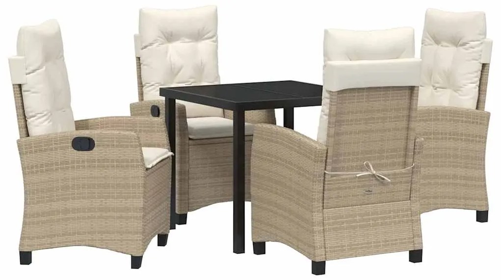 vidaXL Σέτ φαγητού για κήπο με μαξιλάρι 5 pcs Μπεζ συνθετικό ρατάν