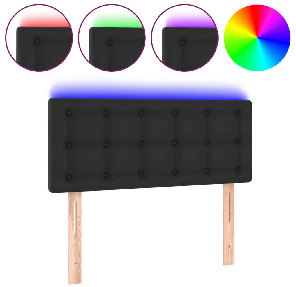 vidaXL Κεφαλάρι Κρεβατιού LED Μαύρο 80x5x78/88 εκ. από Συνθετικό Δέρμα