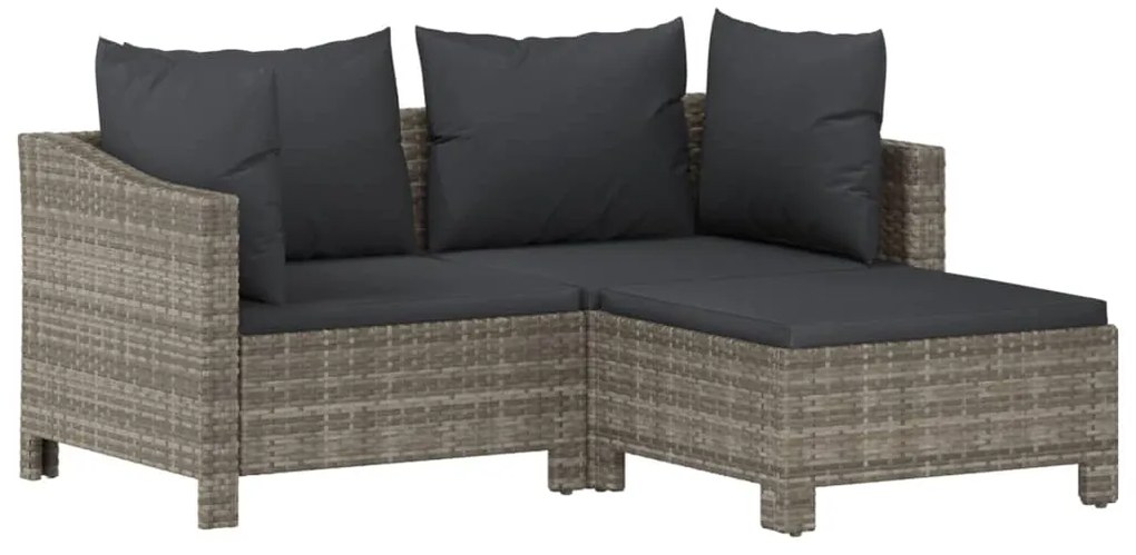 vidaXL Σαλόνι Κήπου 7 Τεμαχίων Γκρι από Συνθετικό Ρατάν με Μαξιλάρια