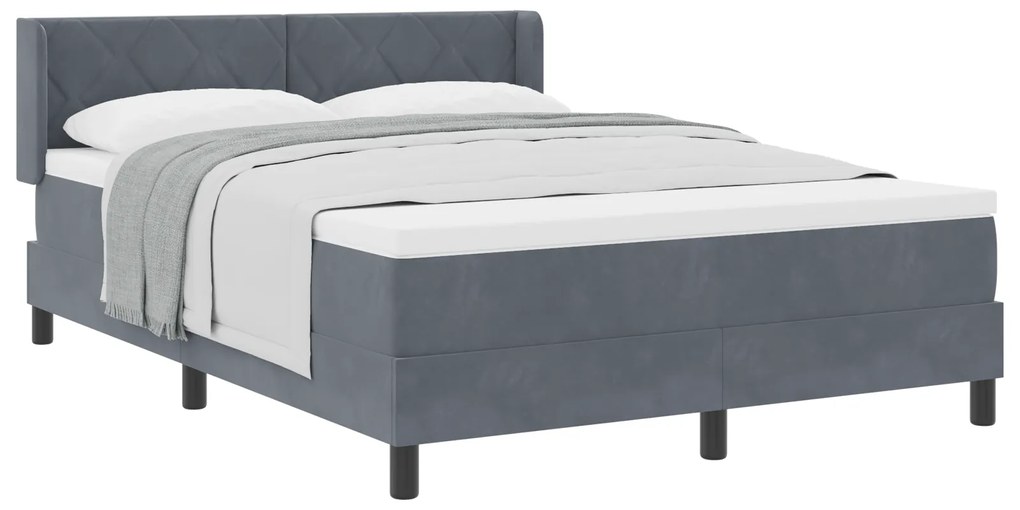vidaXL Κρεβάτι Box Spring με Στρώμα Σκούρο Γκρι 160x200 εκ Βελούδο