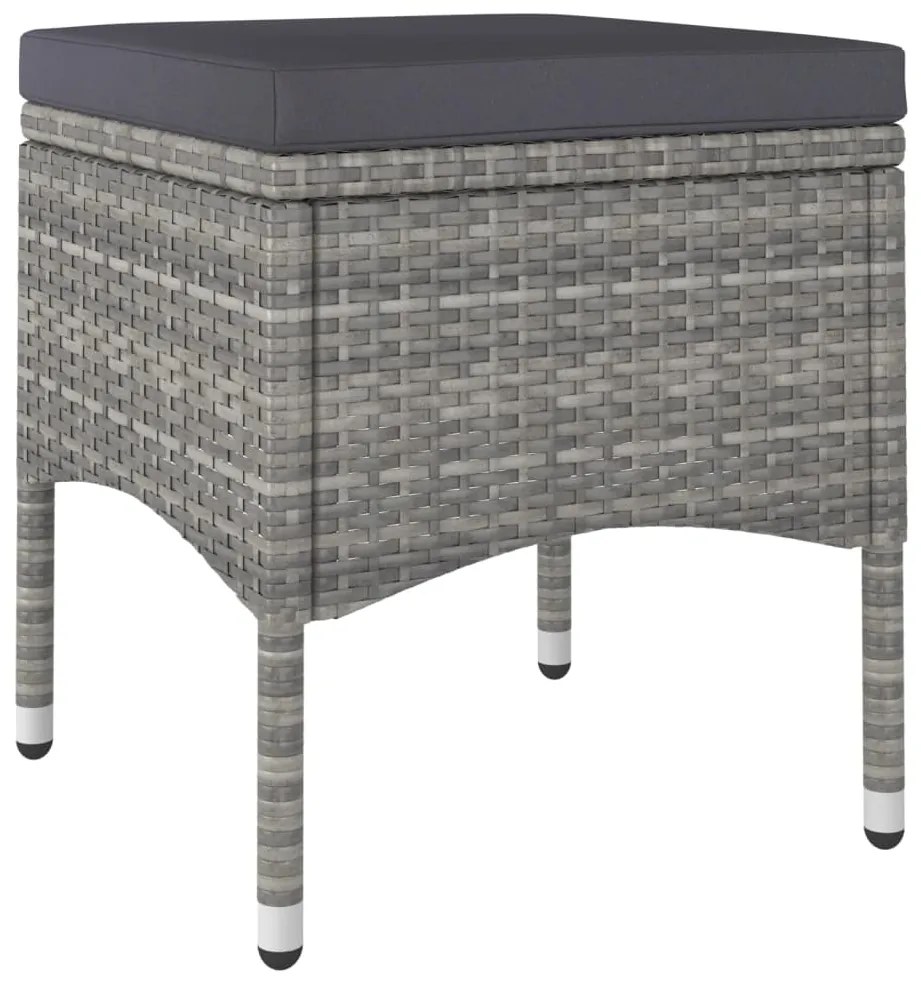 vidaXL Καρέκλες και Σκαμπό Κήπου Σετ 4 Τεμαχίων Γκρι Συνθετικό Ρατάν