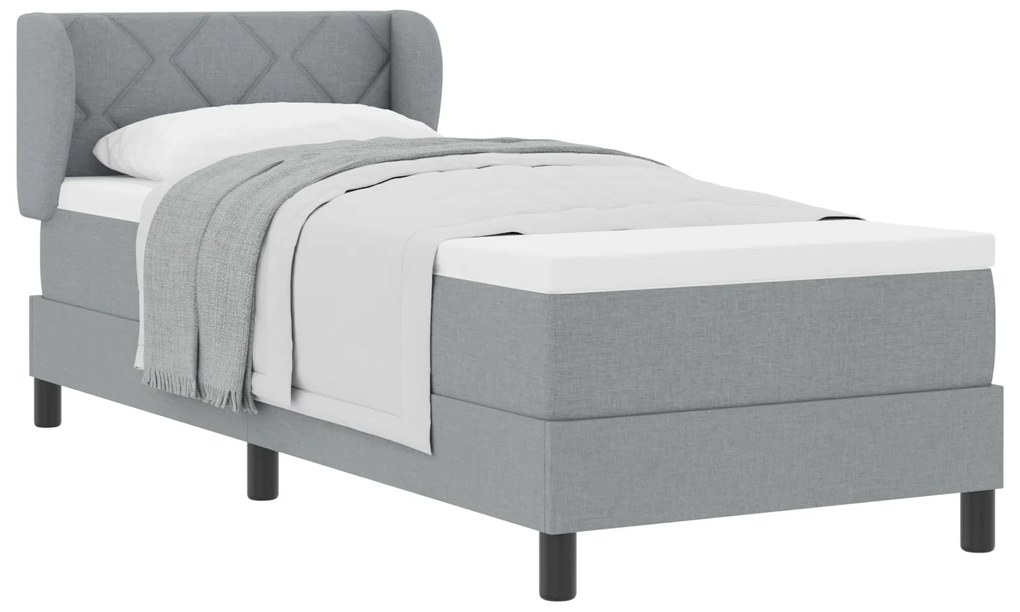 vidaXL Κρεβάτι Box Spring με Στρώμα Γκρι ανοιχτό 80x200 εκ. Υφασμάτινο