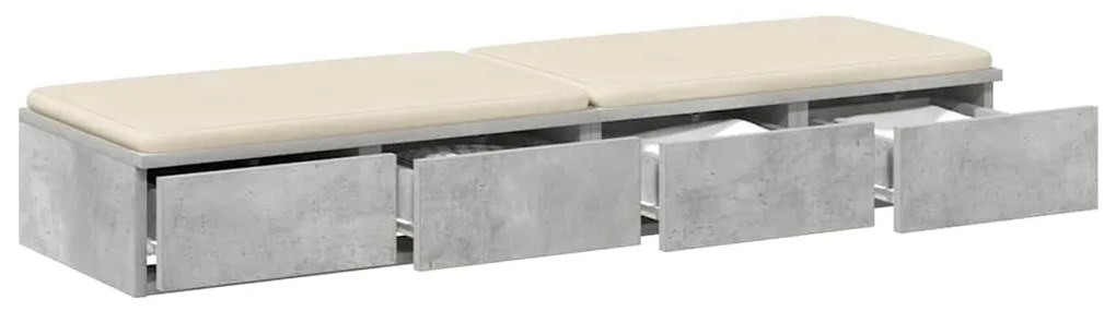 vidaXL Συρτάρια κρεβατιού Γκρι σκυροδέματος 120 x 36.5 x 16.5 εκ