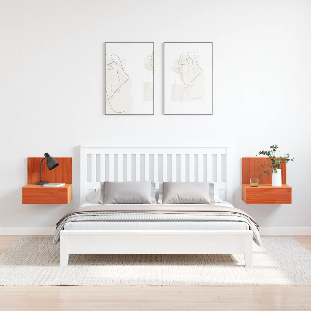 vidaXL Κομοδίνο 2 pcs Καφέ κεριού 42 x 32.5 x 40 εκ Μασίφ ξύλο πεύκου