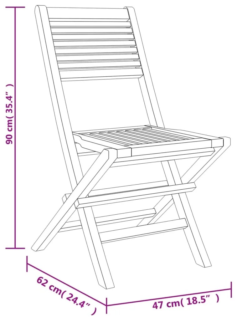 vidaXL Καρέκλες Κήπου Πτυσσόμενες 8 τεμ. 47x62x90 εκ. Μασίφ Ξύλο Teak