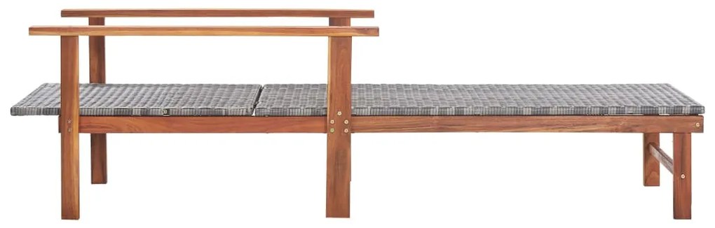 vidaXL Ξαπλώστρα Γκρι από Συνθετικό Ρατάν και Μασίφ Ξύλο Ακακίας