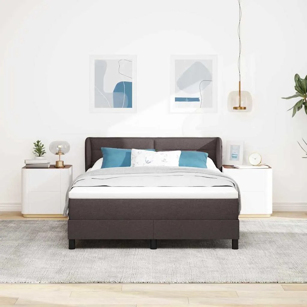 vidaXL Κρεβάτι box spring με στρώμα με στρώμα Σκούρο καφέ Σκούρο καφέ