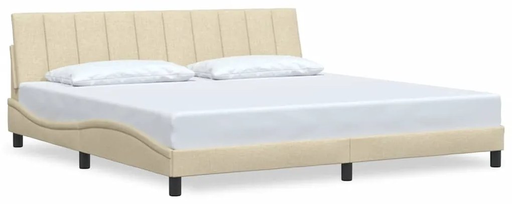 vidaXL Σκελετός Κρεβατιού Χωρίς Στρώμα Κρεμ 200x200 εκ. Υφασμάτινο
